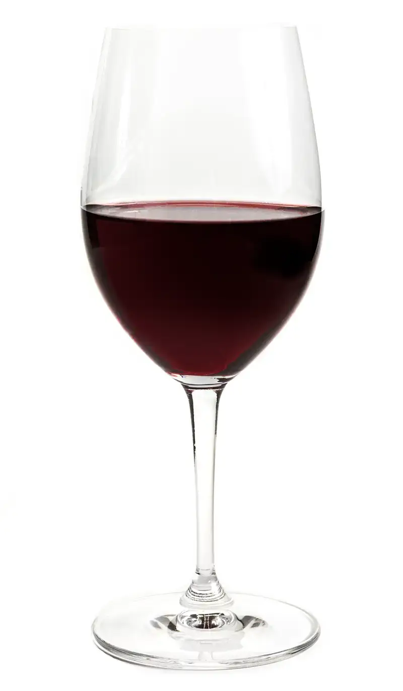 Glass of red wine.